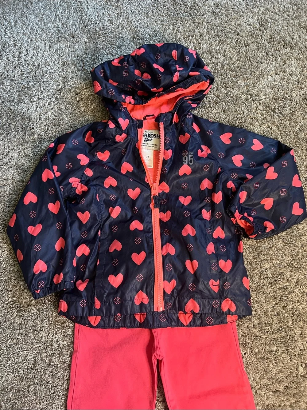 OshKosh B'gosh Navy Jacket with Coral Heart Print